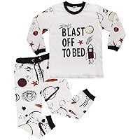 Kids Boys Rocket Spaceship Blast Off Pyjamas Children PJs 2 Piece Sleepwear Set