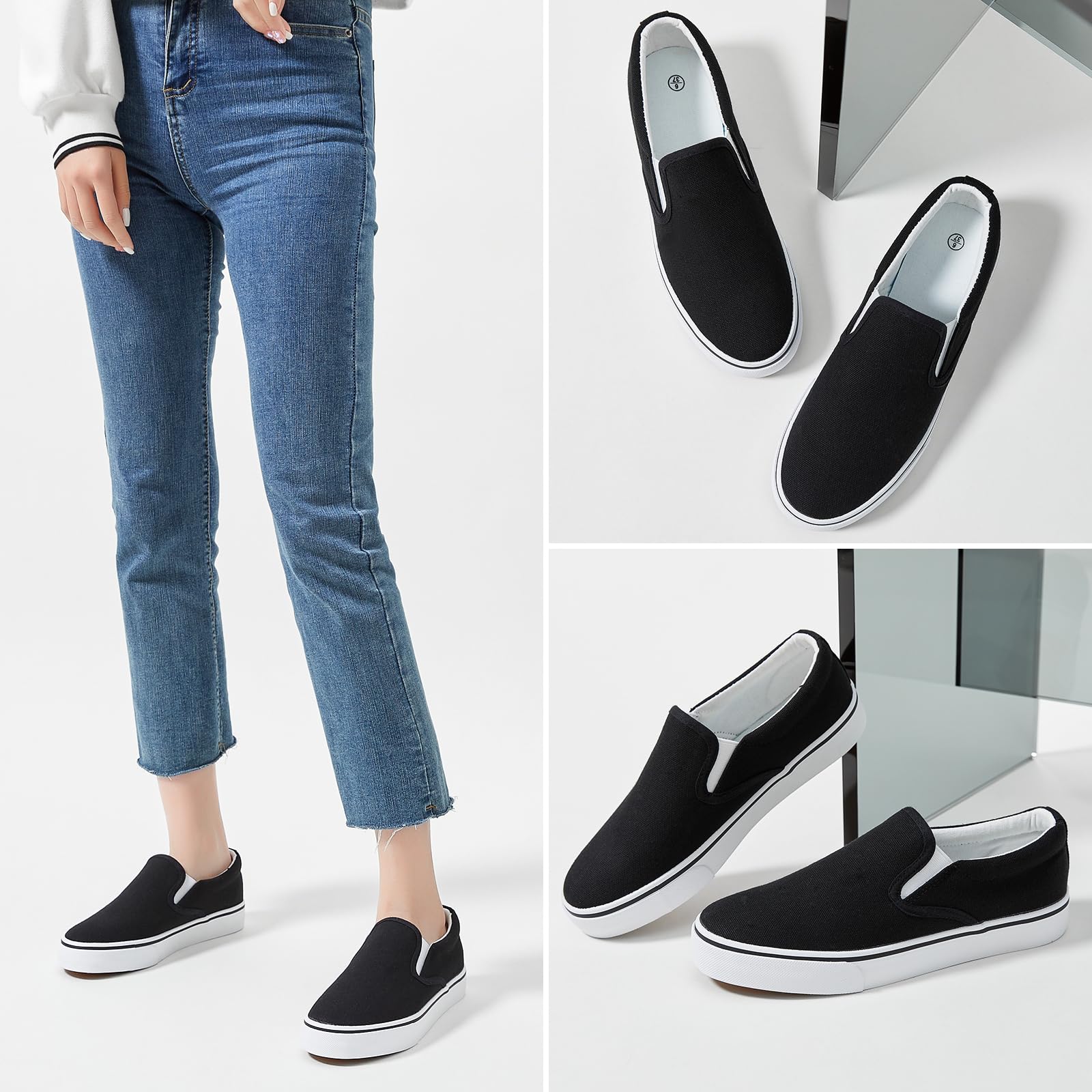Women's Slip on Sneakers Womens Canvas Slip on Shoes Fashion Canvas Sneakers for Women Non Slip Loafers Casual Shoes
