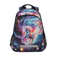 ALAZA White Horse Running in Glitter Galaxy Backpacks Travel Laptop Daypack School Book Bag for Men Women Teens Kids