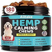Hemp Calming Chews for Dogs - Dog Calming Treats Anxiety Relief 100% Golden Ratio of Natural Ingredients Calming Dog Treats, Aid with Separation, Barking, Stress Relief, Thunderstorms - Duck Flavor