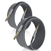 Elebase 1/4 Inch TRS Instrument Cable 10ft 2-Pack,Straight 6.35mm Male Jack Stereo Audio Interconnect Cord,6.35 mm Balanced Line for Electric Guitar,Bass,Keyboard,Mixer,Amplifier,Amp,Speaker,Equalizer