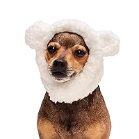 Furhaven XS to SM Dog Hat, Washable & Cozy - Sherpa Flex-Fit Polar Bear Dog Hat Costume - Cream, Extra Small to Small