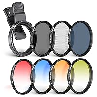 NEEWER 55mm Clip On Filters Kit for Phone & Camera, CPL, ND32 ND Filter,Star Filter,4 Graduated Color Filter, 52-55mm Adapter Ring, Phone Lens Clip Compatible with iPhone 15 14 Pro Max 14 13 12 11