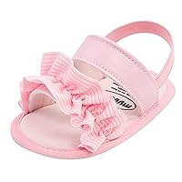 Baby Sandals Kids Ruffle Side Solid Color Slippers with Hook Children Faux Leather Comfy Beach Slippers