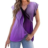 Ruffle Sleeve Tunic Female Going Out Classy Peplum Winter Cool Gradient Color Tunics Ruffled Loose Fitting