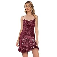 Basgute Sparkly Sequin Short Homecoming Dresses for Teens 2023 Tight Glitter Formal Prom Cocktail Party Gown for Women