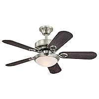 Westinghouse 7230300 Cassidy Indoor Ceiling Fan with Light, 36 Inch, Brushed Nickel