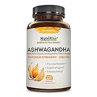 Organic Ashwagandha Capsules - High Potency 1300 mg: Ultimate Natural Sleep Support, Immune Support, Focus, and Energy Supplement with Black Pepper for Wellbeing and Vitality