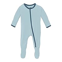 KicKee Year Round Solid Footies with Zipper, Super Soft One-Piece Jammies, Sleepwear for Babies and Kids