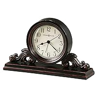 Howard Miller Bishop Table Clock 645-653 – Decorative Metal & Wood Worn Black Finish, Red Undertones, Vintage Home Decor, Felt Bottom, Quartz Alarm Movement