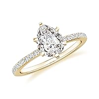 Natural Diamond Pear Solitaire Ring for Women Girls in Sterling Silver / 14K Solid Gold/Platinum