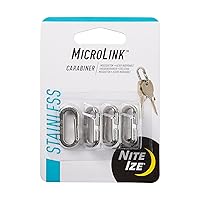 Nite Ize MicroLink Carabiner, Stainless Steel Mini Key Rings for Keys Fobs MultiTools and More, 4 Pack