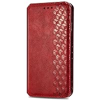 XYX Wallet Case for Motorola Edge 40, Embossed Diamond PU Leather Phone Flip Magnetic Case with Stand Card Slots for Moto Edge 40, Red