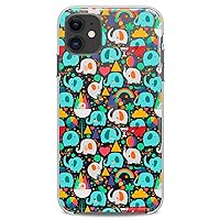 TPU Case Compatible for iPhone 14 Pro Slim fit Cute Lightweight Adorable Baby Elephant Design Soft Clear Flexible Silicone Rainbow Animal Print