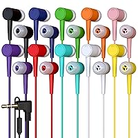 20 Pack Multi Color Kid's Wired Microphone Earbud Headphones, Individually Bagged, Disposable Earbuds with Mic Ideal for Students in Classroom Libraries Schools, Bulk Wholesale