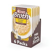 INABA Churu Broth Treats for Cats, Shredded Chicken & Creamy Broth with Vitamin E, 1.4 Ounces per Pouch, 6 Pouches Total, Chicken Recipe