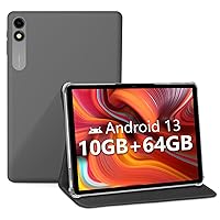 10 inch Tablet Android 13 Tablet, 10GB+64GB 1TB Expand, Quad-Core 2.0GHz Tablet PC with GPS, 8000mAh, 1280x800 FHD Display, 5MP+8MP Dual Camera, WiFi, Bluetooth5.0 (Black)