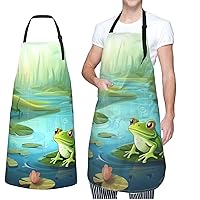 Adjustable Apron Waterproof Bib with 2 Pocket Future Robot Cooking Aprons for Women Men Chef Bibs for Baking