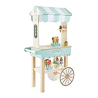 Le Toy Van - Educational Wooden Toy Role Play Ice Cream Trolley | Boys Or Girls Pretend Play Toy Food Playset - for Ages 3+
