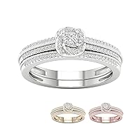 10k Gold 1/3Ct TDW Diamond Halo Engagement Ring Set (I-J,I2)