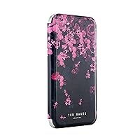 Ted Baker ANEMOI Black Flower Border Mirror Folio Phone Case for iPhone 11 Silver Shell