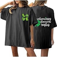 Irish Kisses Shamrock Wishes Letter T-Shirt Women St Patricks Day Shirts Summer Oversized Casual Short Sleeve Tees