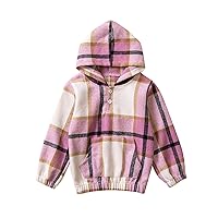 Sweater Boys Girls Long Sleeve Plaid Prints Hooded Pullover T Shirt Sweatshirt Tops With Pocket Hoodies Kids 4t