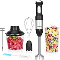 Keylitos 5 in 1 Immersion Hand Blender Mixer, [Upgraded]1000W Handheld Stick Blender with 800ML Beaker,600ML Chopper,Whisk and Milk Frother for Smoothie,Baby Food,Sauces Red,Puree,Soup