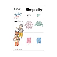 Simplicity Babies' Knit Dress, Top, Headband, Hat and Pants Sewing Pattern Kit by Mimi G Style, Code S9719, Sizes S-M-L-XL, Multicolor