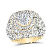 The Diamond Deal 10kt Yellow Gold Mens Round Diamond Circle Cluster Ring 4 Cttw