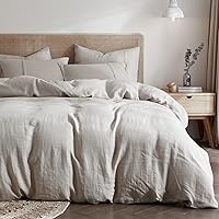 HYPREST Linen Duvet Cover King Size, 100% French Flax Linen Bedding Duvet Covers Soft Breathable Cooling Farmhouse Style with Zipper, Moisture-Absorbing & Durable
