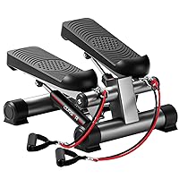 Steppers for Exercise, Mini Stair Stepper, Desk Step Machine with Dual Resistance Bands, Full Body Cardio Workout Equipment, 300 LBS Capacity for Home Exercise