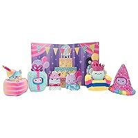 Squishville by Original Squishmallows Birthday Bash Set - Six Exclusive 2-inch Squishmallows Plush, Four Costumes and Accessories, and a Pop-Up Play Display - Toys for Kids