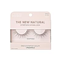 KISS The New Natural, False Eyelashes, Gold Hoops', 12 mm, Includes 1 Pair Of Lash, Contact Lens Friendly, Easy to Apply, Reusable Strip Lashes