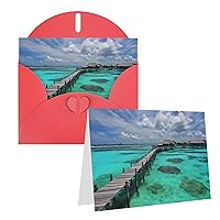 Maldives Scenery Printed Greeting Card Internal Blank Folded Cards 6Ã—4 Inches Funny Birthday Cards Thank You Card With Colorful Envelopes For All Occasions