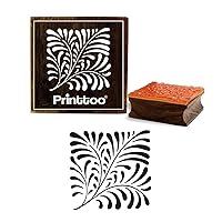 Printtoo Card Making Square Wooden Rubber Stamp Leaf Pattern Scrap-Booking-2 x 2 Inches