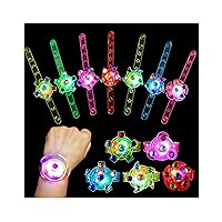 WELLVO 14 Pack LED Light Up Fidget Spinner Bracelets Party Favors For Kids 4-8 8-12, Glow in The Dark Party Supplies, Birthday Gifts, Treasure Box Toys for Classroom, Pinata Goodie Bags Stuffers