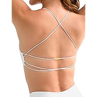 FRESOUGHT Womens Sports Bras Seamless Strappy Padded Criss Cross Back Low Support Workout Gym Yoga Bra with Removable Cups