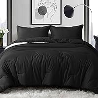 King Size Black Comforter Set, 3 Piece Bedding Set, 102