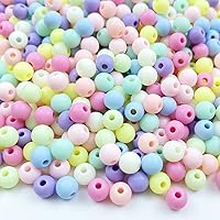 2000 Pieces 6mm Candy Color Acrylic Round Frosted Beads Assorted Candy Color Mix Plastic Pastel Matte Loose Spacer Mixed for Jewelry Making Bracelets Necklaces DIY Crafts (6mm-2000pcs)