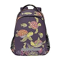Vintage Sea Life Turtle Backpacks Travel Laptop Daypack School Book Bag for Men Women Teens Kids