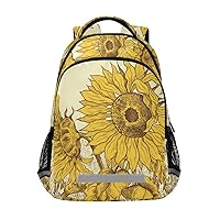 ALAZA Sunflower Floral Vintage Flowers Backpack Purse for Women Men Personalized Laptop Notebook Tablet School Bag Stylish Casual Daypack, 13 14 15.6 inch