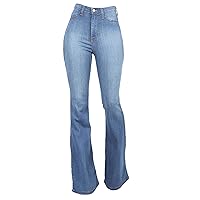 Andongnywell Women's High Waisted Wide Leg Bootcut Slim Denim Pants Flare Bellbottom Jeans Trousers with Pockets