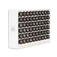 AllSpice Wood Spice Rack, Countertop or Wall Mount, Includes 60 4oz Jars- Matte White