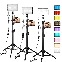 3pack LED 9Color Filter Studio Streaming Lights Photography Video Lighting Kit Photo Lights for Video Recording Photography Camera Photo Game Stream YouTube TikTok Filming Computer Conference Shooting