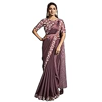 Designer Wedding Party Wear Indian Satin Silk Embellished BLouse One Minute Saree Ready To Wear Sari 2304