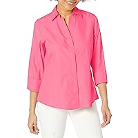 Foxcroft Women's Taylor 3/4 Sleeve with Fold-Back Cuff Solid Pinpoint Blouse