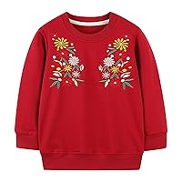 Sequin Tops for Girls with Sleeve Neck Long Sleeve Sweatshirt Embroidered Floral Embroidered Flower T Shirt Baby Shirt