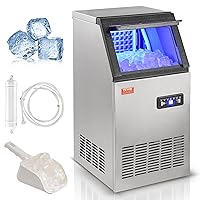 VEVOR Commercial Ice Maker Machine, 100 lbs/24H Ice Maker Machine with 27.5 lbs Storage Capacity, 45 Ice Cubes in 12-15 Minutes, LED Digital Display Commercial Ice Maker for Home Office Restaurant