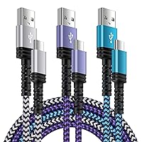 3-Pack Samsung S23 USB Type C Cable Fast Charging 6FT USB C to USB A Android Phone C Charger Cord for Galaxy S24 Ultra/A55/S23 FE/A15 5G/A54/A14/A23/A53/A13/A03S/Z Fold5/S21/S22,iPhone 15,Pixel 8 7a 6
